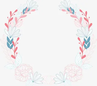 小清新花环春天边框免抠