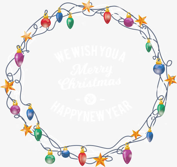 精美彩灯边框免抠