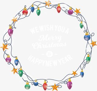 精美彩灯边框免抠