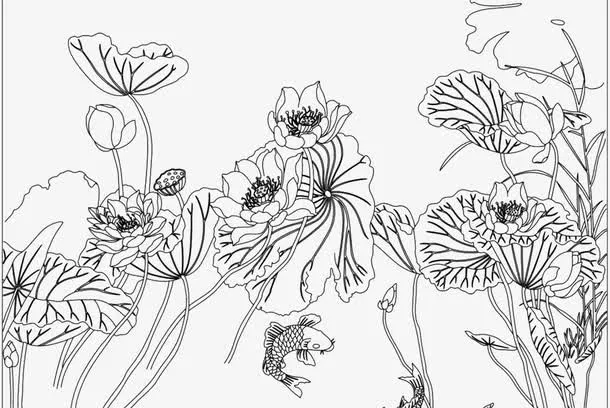 手绘国画白描免抠