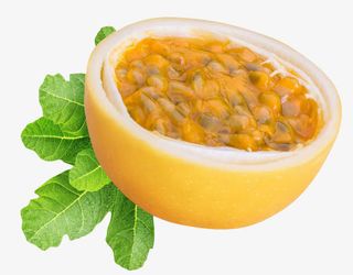 半颗黄金百香果横截面百香果叶子免抠