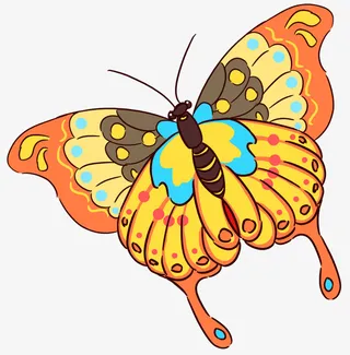 手绘装饰蝴蝶素材免抠