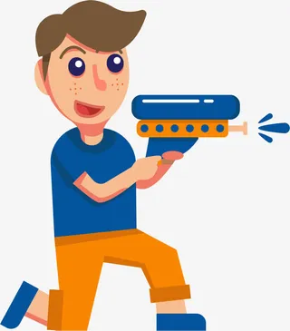 手拿玩具水枪免抠