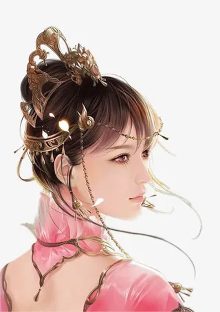 七秀金饰华丽古风手绘免抠