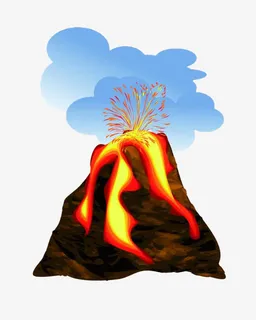 卡通火山岩喷发免抠