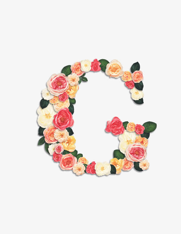 鲜花拼字母G免抠