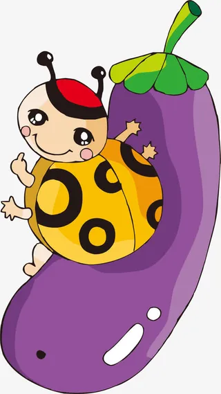 卡通矢量可爱茄瓜瓢虫免抠