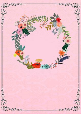 清新森系淡粉婚礼请柬背景模板高清