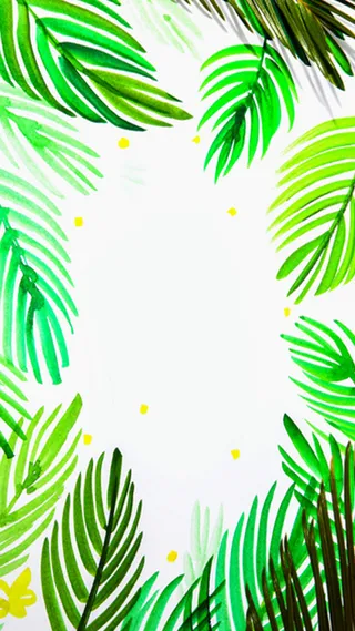 简约清新手绘绿叶边框H5背景高清
