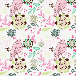 花型小鸟图免抠