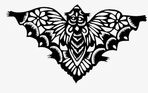 黑色蝙蝠剪纸免抠