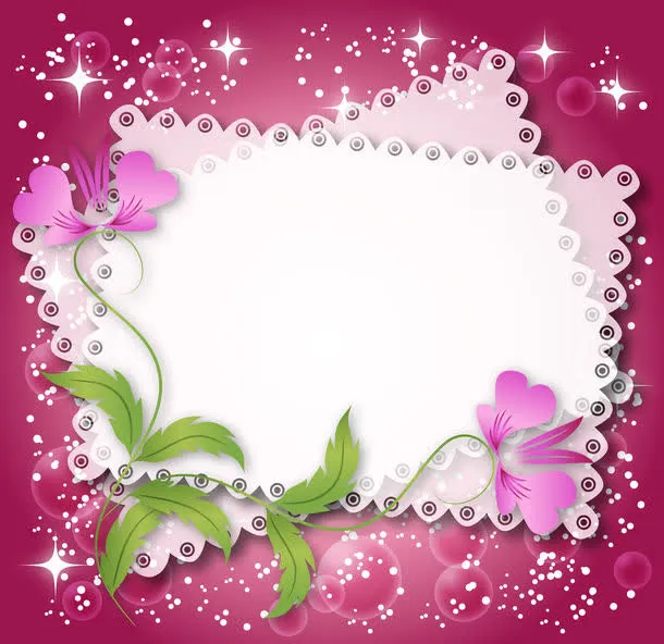 梦幻星光鲜花边框免抠