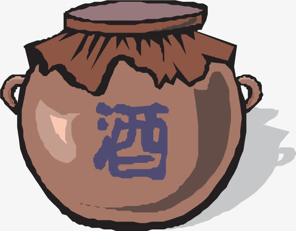 矢量手绘酒坛免抠