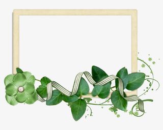 手绘绿叶边框免抠