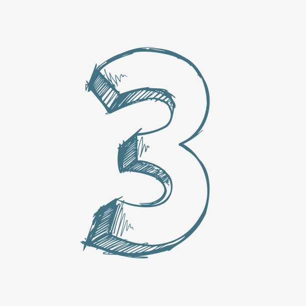 蓝色数字3免抠