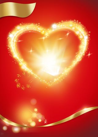 梦幻光效爱心红色背景素材高清