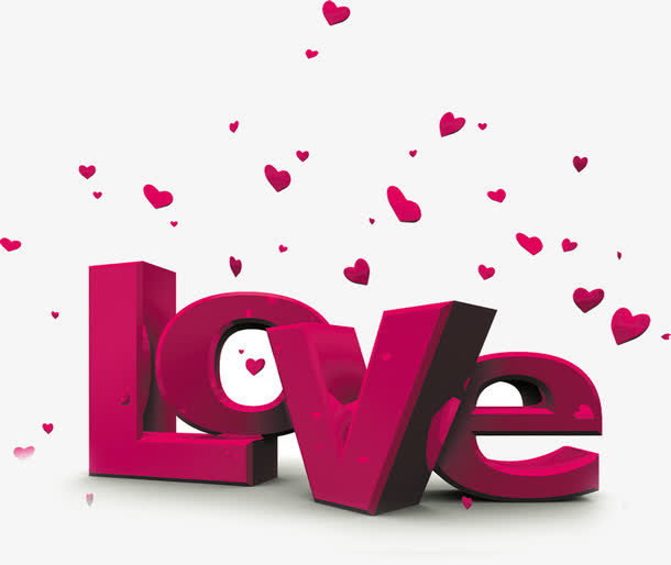 立体LOVE粉红字体设计免抠