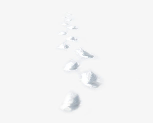 白色冬日雪地脚印免抠