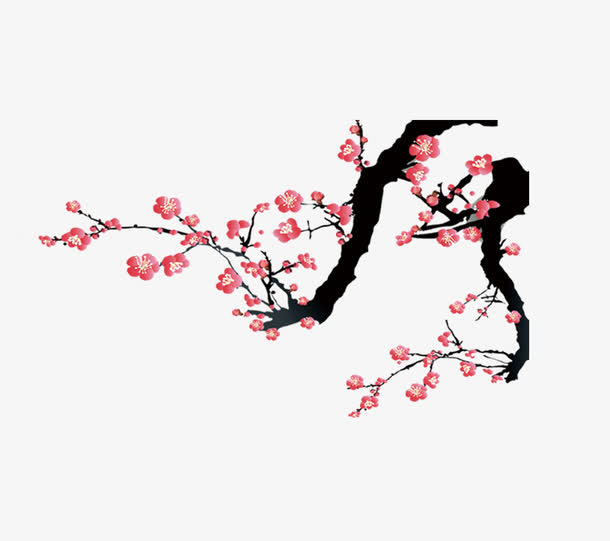 水墨桃花免抠