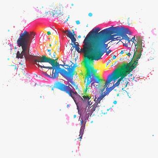 水彩爱心免抠