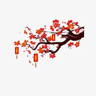 梅花灯笼装饰图案免抠