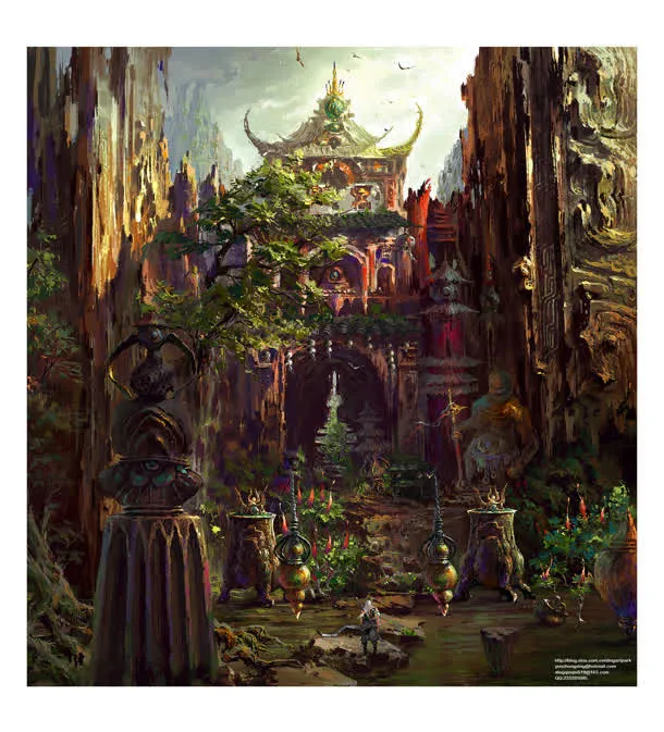 环境场景彩绘古老建筑城堡免抠