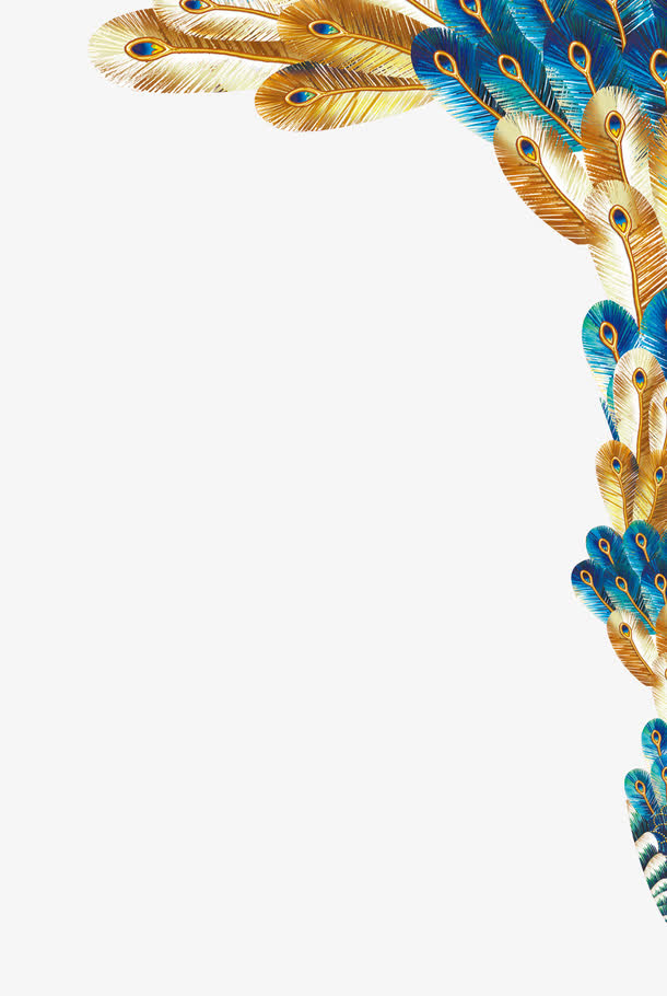 金色孔雀羽毛免抠装饰动物元素