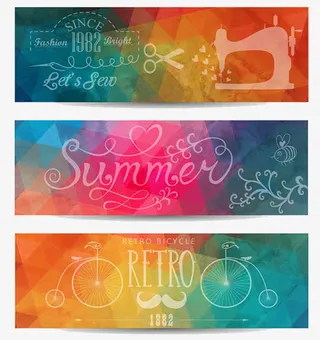 七彩绚丽夏日古典免抠