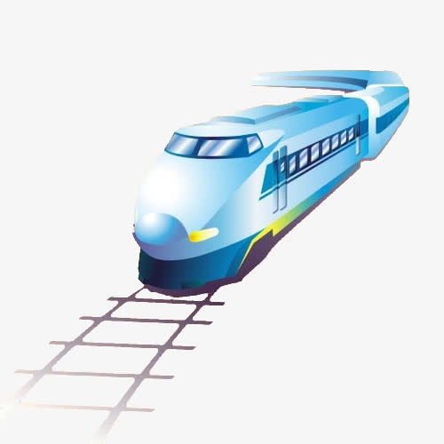 高铁彩色手绘图免抠