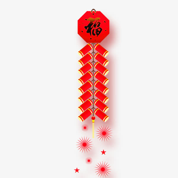 红色庆祝鞭炮免抠