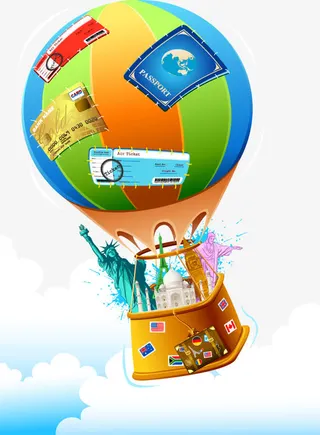 热气球世界各地名胜古迹旅游景点免抠