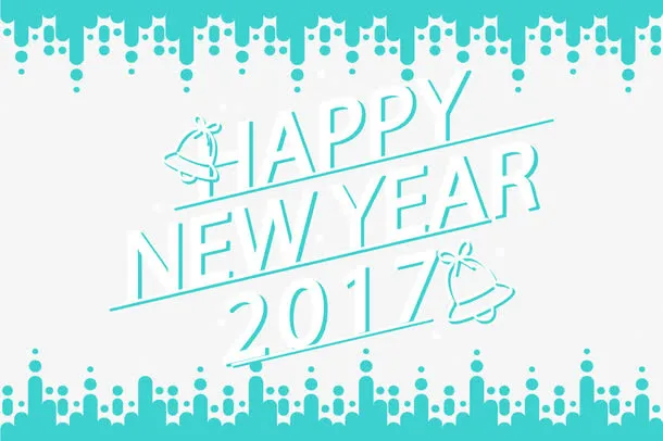 蓝色边框新年卡免抠