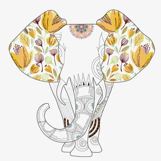 手绘装饰大象免抠