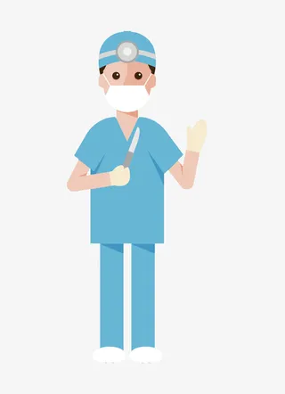 戴口罩拿手术刀的医生免抠