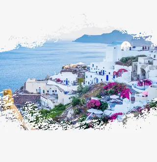 圣托里尼城市旅游免抠