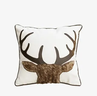 鹿头皮鹿角方形抱枕免抠