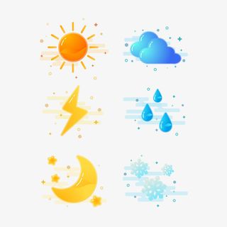 卡通色彩天气预报元素免抠
