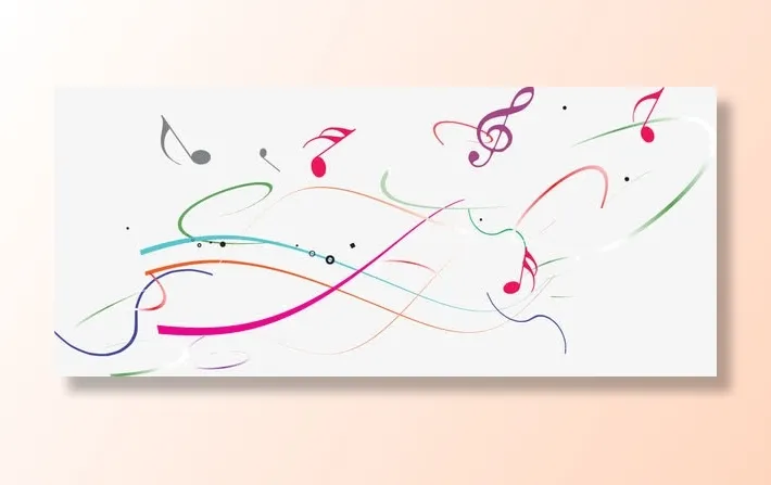 缤纷彩带音符矢量素材免抠