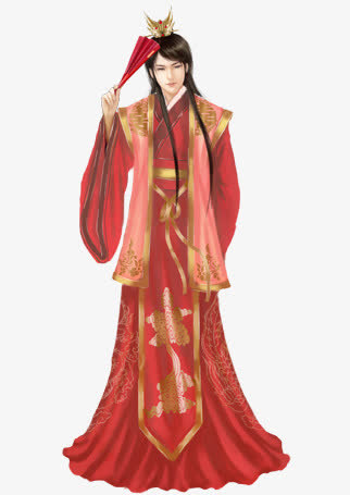 红衣新郎男子古风立绘免抠