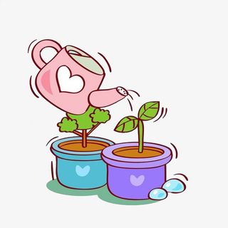 浇水手绘装饰PNG免抠