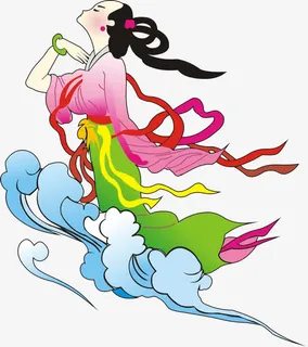 神话人物嫦娥奔月插图免抠