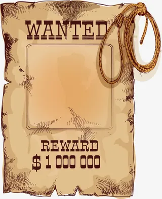 矢量手绘复古通缉令免抠