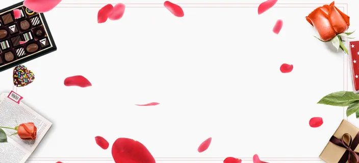 花瓣情人节浪漫白色banner背景高清