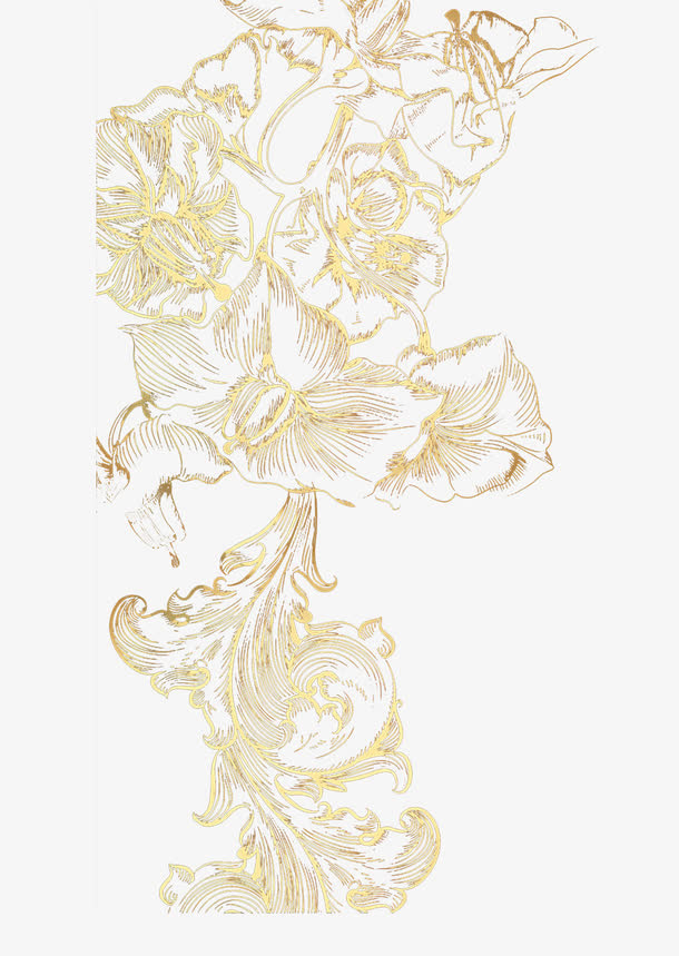 金色金边花朵免抠