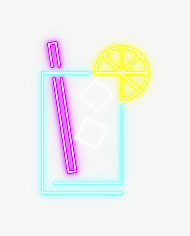 彩色梦幻霓虹灯鸡尾酒免抠
