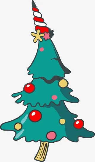 圣诞节彩色圣诞树礼物png免抠