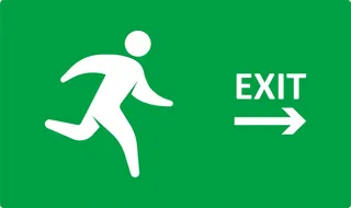 矢量绿色安全出口在右边免抠