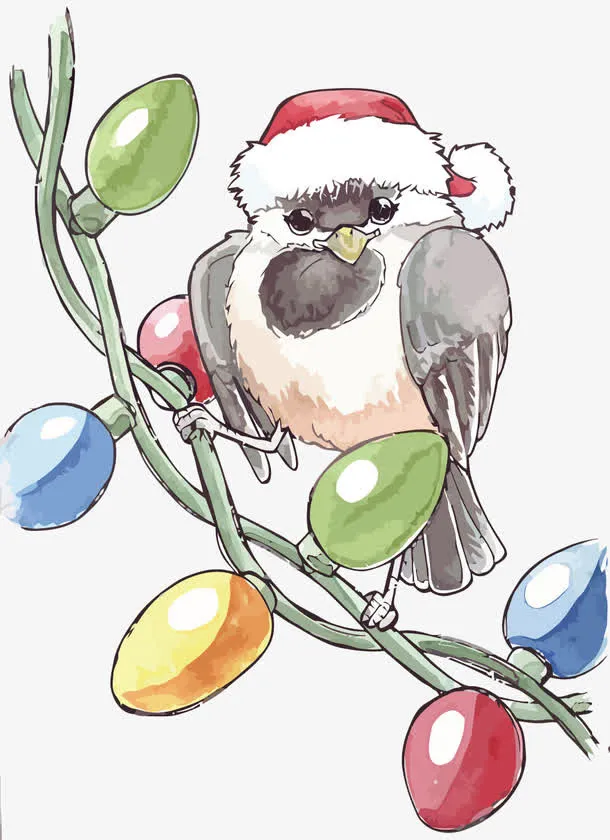 矢量彩灯和麻雀免抠