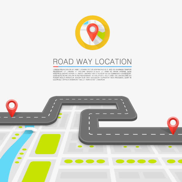 道路上的导航定位插画矢量素材免抠