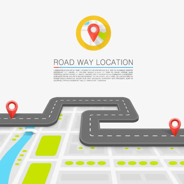 道路上的导航定位插画矢量素材免抠